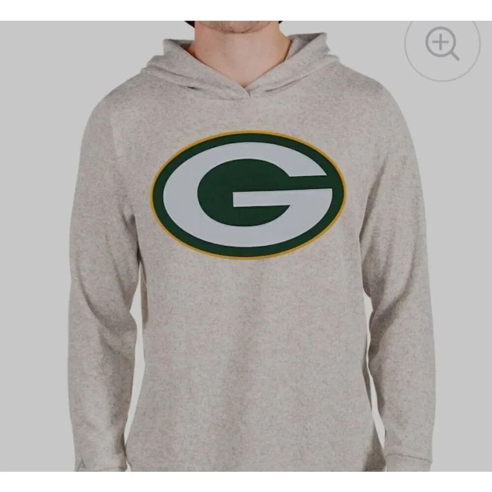 Green Bay Packers Medium Team Absolute Pullover Hoodie - Oatmeal
